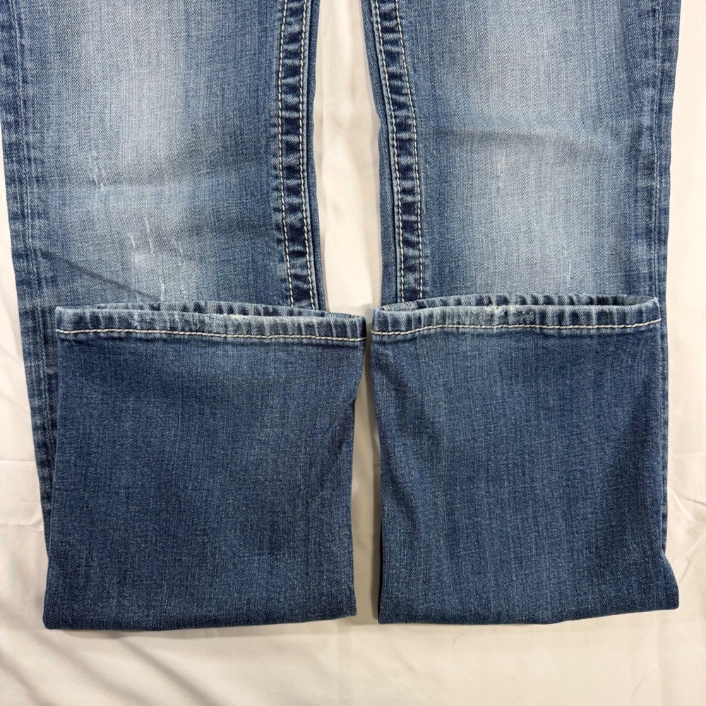 Miss Me Straight Leg Embellished Cross Jeans Blue Size 29 Inseam 34 - Picture 7 of 13